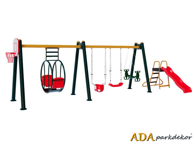 09-30792 - Kaydıraklı Gondol Metal Salıncak Seti